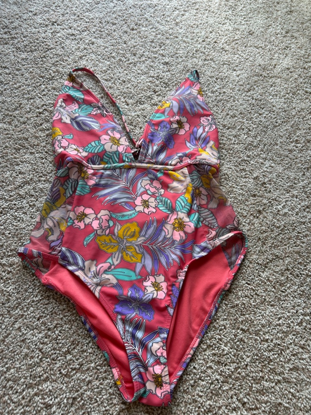 No Boundaries Coral Floral One-Piece Swimsuit